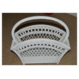 Vintage Whitewashed Wicker Handled Magazine