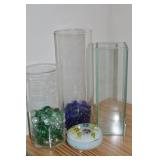 (3) Glass Vases up to 10.5t + Porcelain Trinket