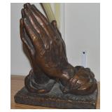 Vtg Marwal Bronzetone Praying Hands Statue 11t