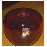 Vtg Blenko Ruby Red Art Glass Apple Paperweight