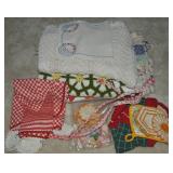 Antique / Vintage Linens Lot w/ Floral Afghan +