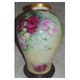 Antique Belleek Handpainted Roses Porcelain Vase