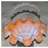 Gorgeous Victorian Peachblow Ruffled Rim Bride