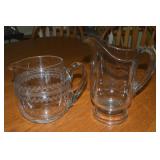 (2) Antique/Vtg Glass Pitchers w/ Etched +