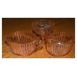 (3) Pieces Pink Depression Glass w/ Creamer &