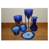 Cobalt Blue Glass + Geode Slice Lot