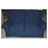 Vtg Blue & Light Floral Loveseat 64w x 32 x 36t