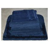 Bathroom Towels & Rugs Lot - Dark Blue