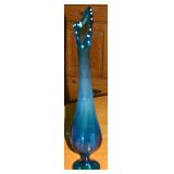MCM Viking Bluenique Art Glass 6 Petal Footed