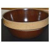 Antique Glazed Stoneware Pottery Bowl 10.5diam