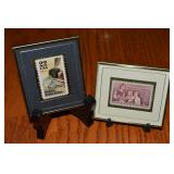 (2) Framed US Stamps w/ 3c Teachers & 22c Public