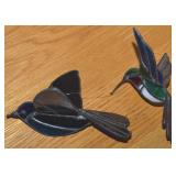 (2) Stained Glass Birds Window Hangers 5.75L