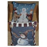 (2) Pillows with Snowman Theme