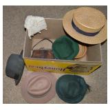 Box of Vintage Hats + Tooled Leather Clasping