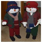 Pair Mr & Mrs Snowman Christmas Winter Statues