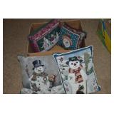 (4) Pillows with Snowman Theme