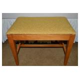 Vintage Maple Upholstered Vanity Bench 17.5t x
