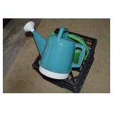 Milk Crate w/ (2) Plastic Watering Cans