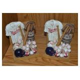 Russ Berrie Co Resin Baseball Bookends Pair