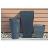 (3) Multy Home LP Planters: 27" 13sq & 20: Round