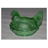 LG Wright Light Green Glass Hen on Nest Dish 6'