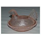 Indiana Glass Hen on Nest Dish 7' L Pink