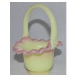 Fenton UV Reactive Burmese Glass Mini Basket 4.5't