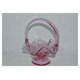 Fenton Pink Art Glass Inverted Strawberry Basket