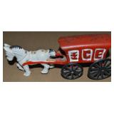 Vtg Cast Iron Horse Drawn Ice Delivery Wagon 7.5L