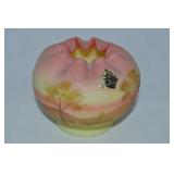 Fenton Burmese Handpainted Art Glass Rose Bowl