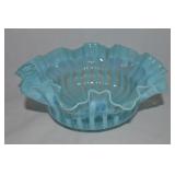 Fenton Blue Opalescent Optic Art Glass Bowl