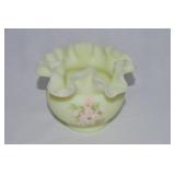 Fenton UV Reactive Custard Glass Handpainted