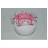 Fenton Peach Blow Silvercrest Art Glass Rose Bowl