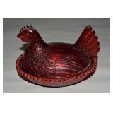 Indiana Glass Hen on Nest Dish 7' L Cased/Painted