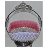 Victorian Cranberry Opalescent Hobnail Art Glass