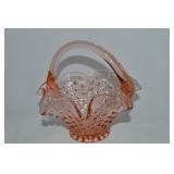 Vintage Pink Hobnail Art Glass Basket 5.5t