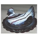 Mosser Amethyst Slag Glass Hen on Nest 6.5'