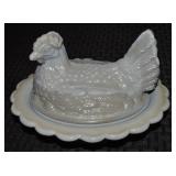 Mosser Gray Slag Glass Hen on Nest Dish 6.5'