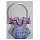 Fenton Mulberry Coin Dot Optic Art Glass Basket