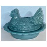 Mosser Georgia Blue Glass Hen on Nest Dish 6.5"