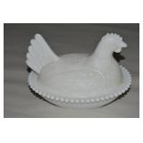 Indiana Glass Hen on Nest Dish 7' L Milk
