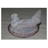LG Wright Lavender/Milk Slag Glass Hen on Nest