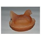 Westmoreland Apricot Mist Glass Master Salt Hen