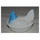 Westmoreland White w/ Blue Opaque Head Glass