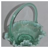 Fenton Light Green Opalescent Cabbage Rose Art