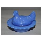 Mosser Frosty Blue Opalescent Glass Salt Dip Hen