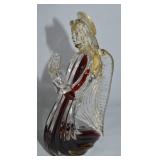 Vtg Murano Italy Aventurine Ruby & Clear Art Glass