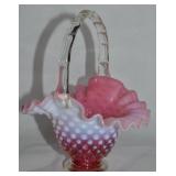 Vintage Fenton Cranberry Opalescent Hobnail Art