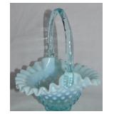 Vintage Fenton Blue Opalescent Hobnail Art Glass