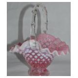 Vtg Fenton Cranberry Opalescent Hobnail Art Glass